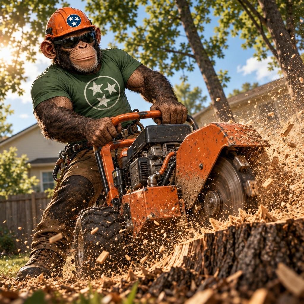 Camacho Creations monkey mascot grinding a stump